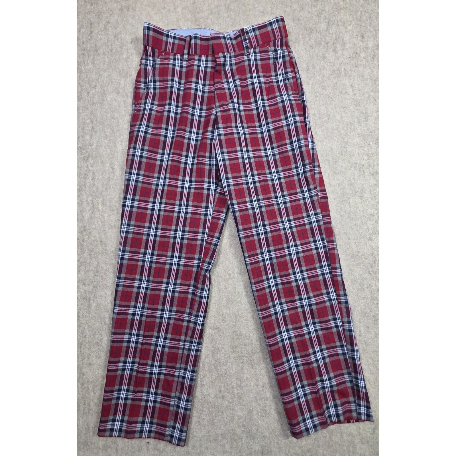Tommy Hilfiger Boys Plaid Pants Youth Size 8 Red Blue Gray Golf, Holiday